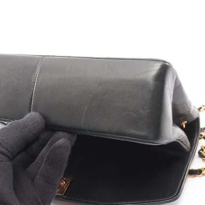 マトラッセ ダイアナフラップ チェーンショルダーバッグ ラムスキン ブラック ゴールド金具 シャネル バッグ CHANEL