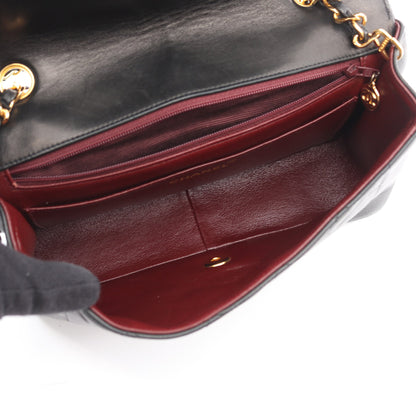 マトラッセ ダイアナフラップ チェーンショルダーバッグ ラムスキン ブラック ゴールド金具 シャネル バッグ CHANEL