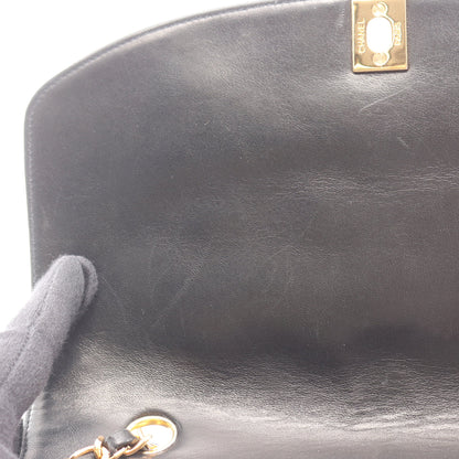 マトラッセ ダイアナフラップ チェーンショルダーバッグ ラムスキン ブラック ゴールド金具 シャネル バッグ CHANEL
