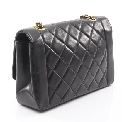 マトラッセ ダイアナフラップ チェーンショルダーバッグ ラムスキン ブラック ゴールド金具 シャネル バッグ CHANEL