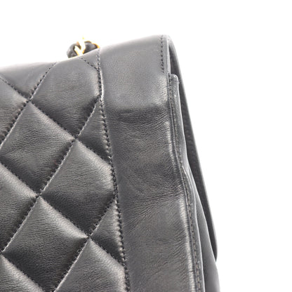 マトラッセ ダイアナフラップ チェーンショルダーバッグ ラムスキン ブラック ゴールド金具 シャネル バッグ CHANEL