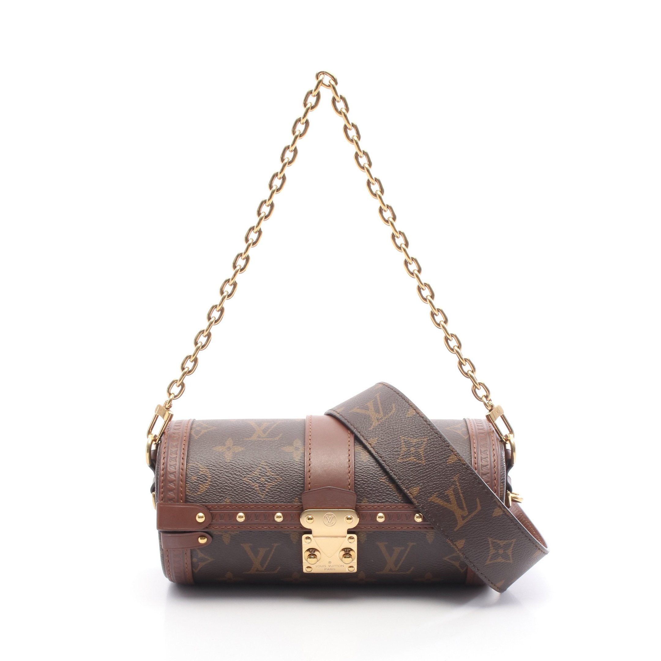 パピヨン トランク モノグラム チェーンハンドバッグ PVC レザー