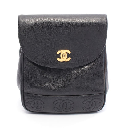 トリプルココマーク バックパック リュックサック キャビアスキン ブラック ゴールド金具 シャネル バッグ CHANEL
