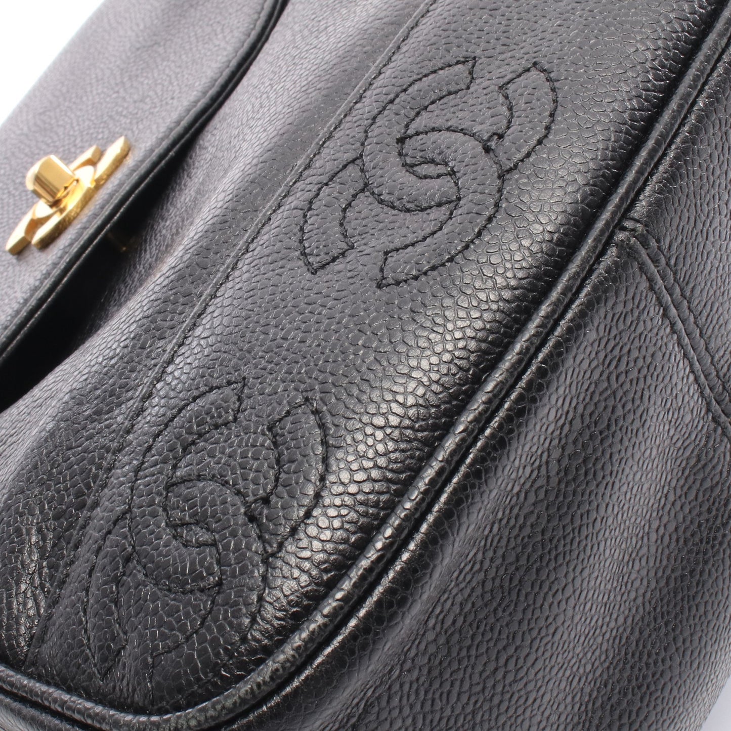 トリプルココマーク バックパック リュックサック キャビアスキン ブラック ゴールド金具 シャネル バッグ CHANEL