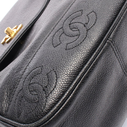 トリプルココマーク バックパック リュックサック キャビアスキン ブラック ゴールド金具 シャネル バッグ CHANEL