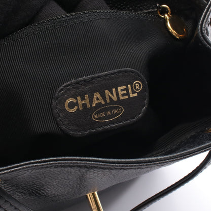 トリプルココマーク バックパック リュックサック キャビアスキン ブラック ゴールド金具 シャネル バッグ CHANEL