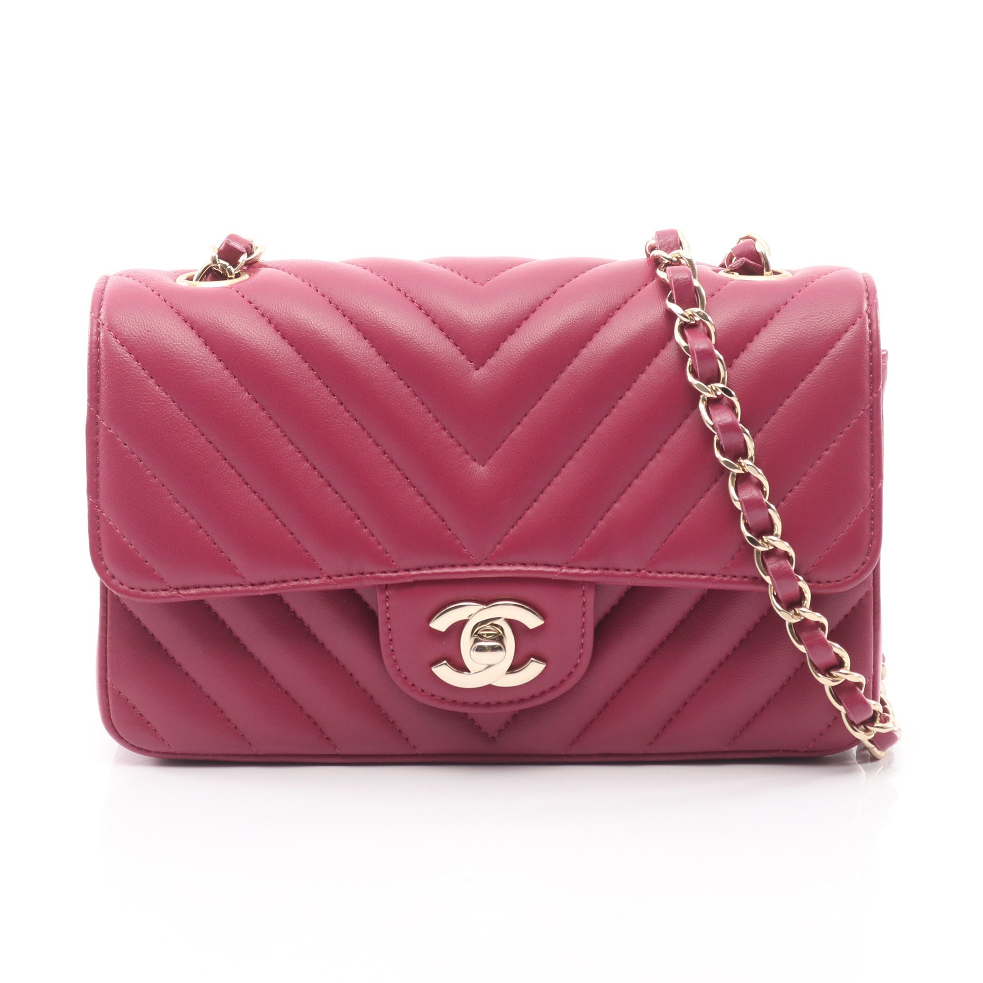 ミニマトラッセ20 チェーンショルダーバッグ ラムスキン ボルドー ゴールド金具 シャネル バッグ CHANEL
