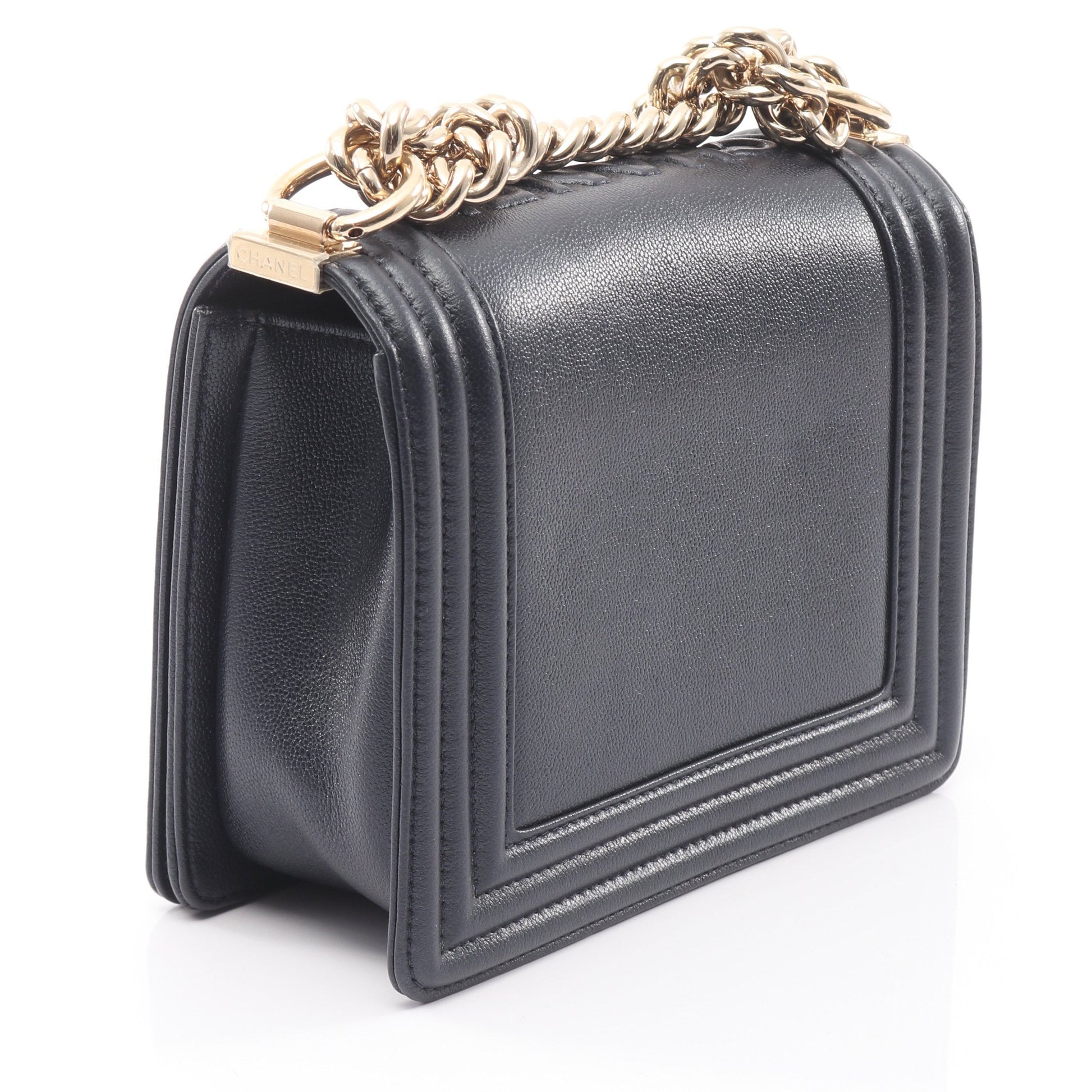 ボーイシャネル チェーンショルダーバッグ レザー ダークネイビー ゴールド金具 シャネル バッグ CHANEL