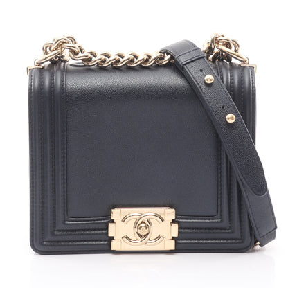 ボーイシャネル チェーンショルダーバッグ レザー ダークネイビー ゴールド金具 シャネル バッグ CHANEL