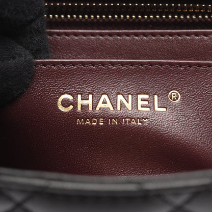 マトラッセ チェーンショルダーバッグ ラムスキン ブラック ゴールド金具 2WAY ウッドハンドル シャネル バッグ CHANEL