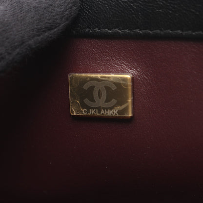マトラッセ チェーンショルダーバッグ ラムスキン ブラック ゴールド金具 2WAY ウッドハンドル シャネル バッグ CHANEL