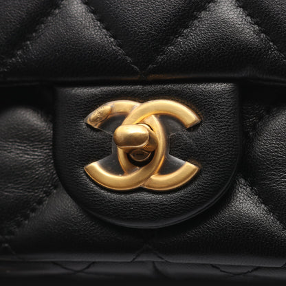 マトラッセ チェーンショルダーバッグ ラムスキン ブラック ゴールド金具 2WAY ウッドハンドル シャネル バッグ CHANEL