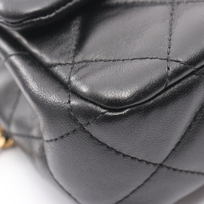 マトラッセ チェーンショルダーバッグ ラムスキン ブラック ゴールド金具 2WAY ウッドハンドル シャネル バッグ CHANEL