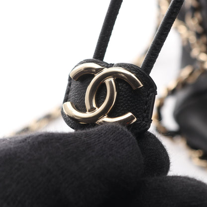 ココマーク 巾着 チェーンショルダーバッグ ラムスキン ブラック ゴールド金具 シャネル バッグ CHANEL