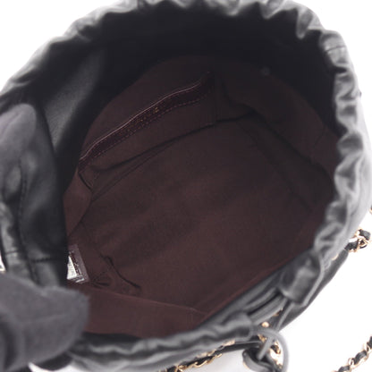 ココマーク 巾着 チェーンショルダーバッグ ラムスキン ブラック ゴールド金具 シャネル バッグ CHANEL