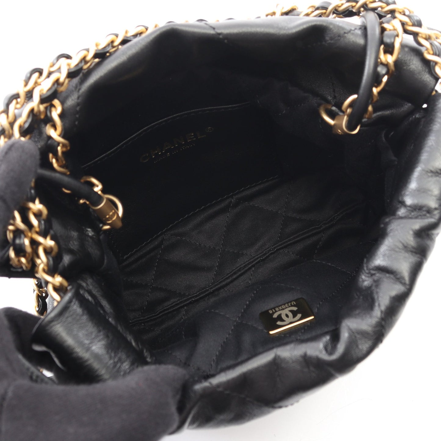 CHANEL 22 ミニ チェーンショルダーバッグ レザー ブラック ゴールド金具 2WAY シャネル バッグ CHANEL