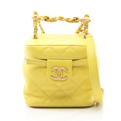 マトラッセ バニティバッグ チェーンショルダーバッグ レザー イエロー ゴールド金具 2WAY シャネル バッグ CHANEL