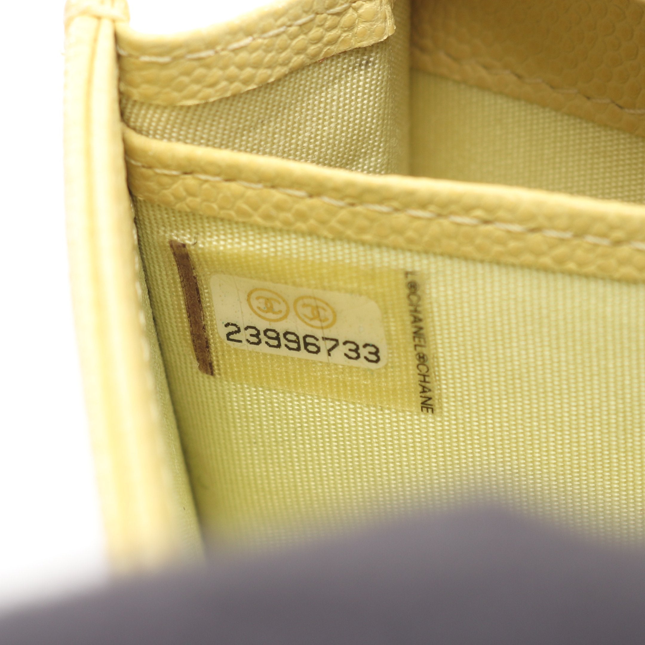 ココマーク 二つ折り長財布 キャビアスキン ライトイエロー ゴールド