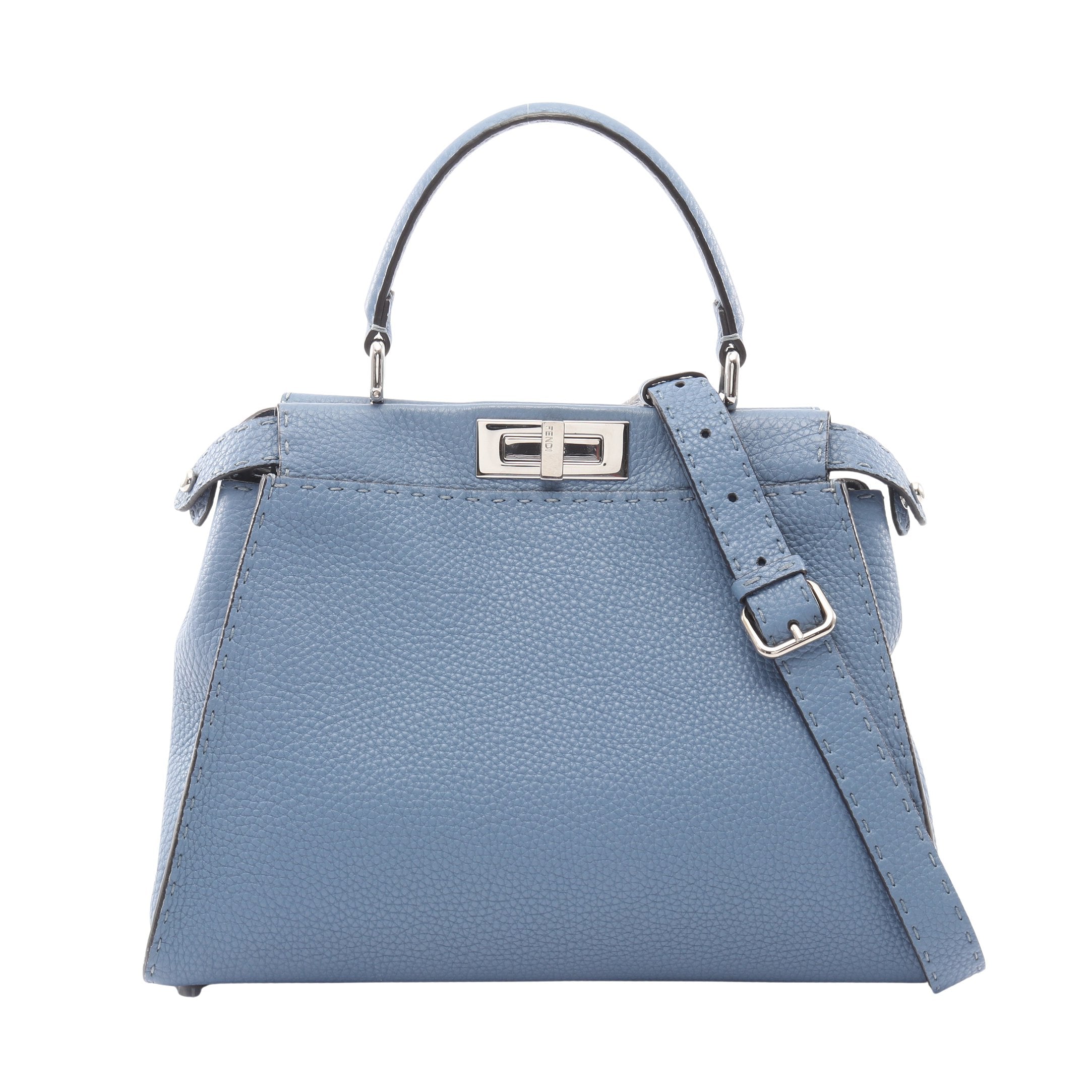 ピーカブー レギュラー セレリア ハンドバッグ レザー ブルーグレー