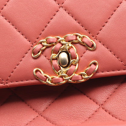 CHANEL19 マトラッセ チェーンショルダーバッグ ラムスキン ピンク ゴールド金具 2WAY シャネル バッグ CHANEL