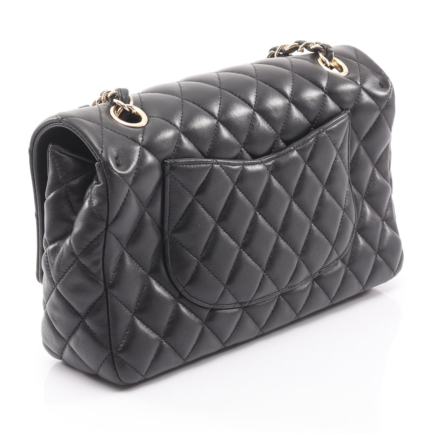 マトラッセ アイコン Wチェーンショルダーバッグ ラムスキン ブラック ゴールド金具 シャネル バッグ CHANEL