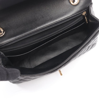 マトラッセ アイコン Wチェーンショルダーバッグ ラムスキン ブラック ゴールド金具 シャネル バッグ CHANEL