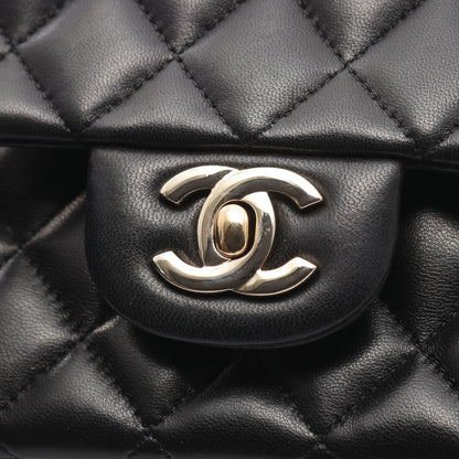 マトラッセ アイコン Wチェーンショルダーバッグ ラムスキン ブラック ゴールド金具 シャネル バッグ CHANEL