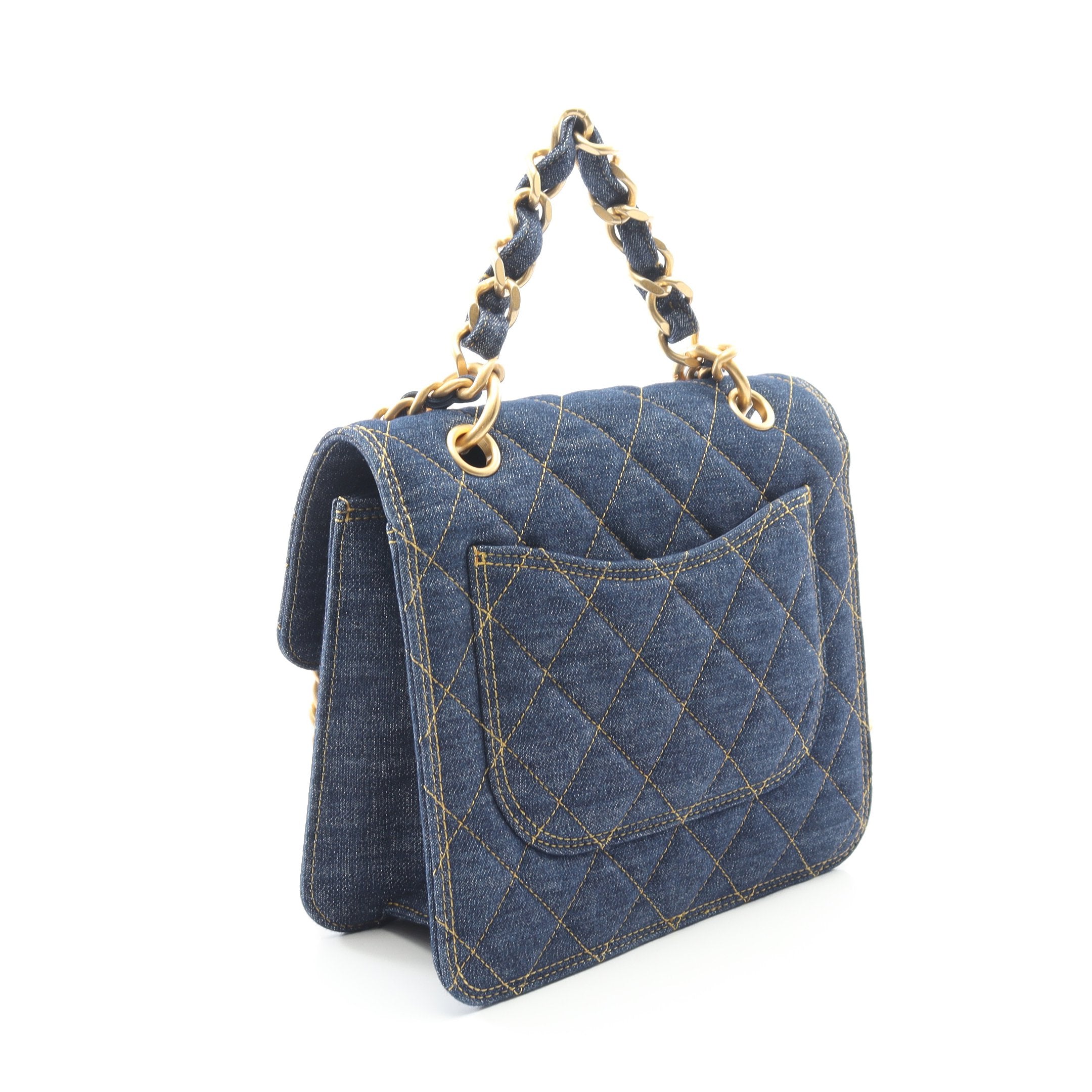 マトラッセ チェーンショルダーバッグ デニム インディゴブルー