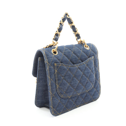 マトラッセ チェーンショルダーバッグ デニム インディゴブルー ゴールド金具 2WAY シャネル バッグ CHANEL