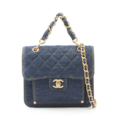 マトラッセ チェーンショルダーバッグ デニム インディゴブルー ゴールド金具 2WAY シャネル バッグ CHANEL