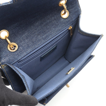 マトラッセ チェーンショルダーバッグ デニム インディゴブルー ゴールド金具 2WAY シャネル バッグ CHANEL