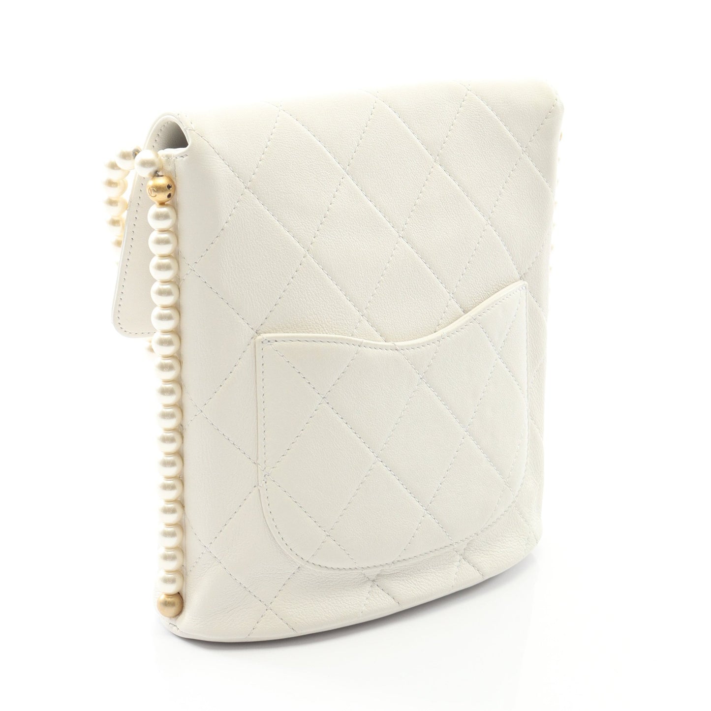 マトラッセ フェイクパール ショルダーバッグ ショルダーバッグ レザー ホワイト ゴールド金具 シャネル バッグ CHANEL