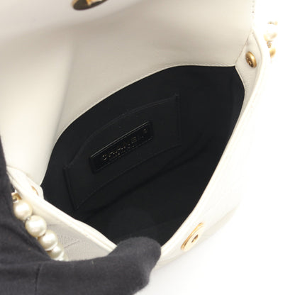 マトラッセ フェイクパール ショルダーバッグ ショルダーバッグ レザー ホワイト ゴールド金具 シャネル バッグ CHANEL