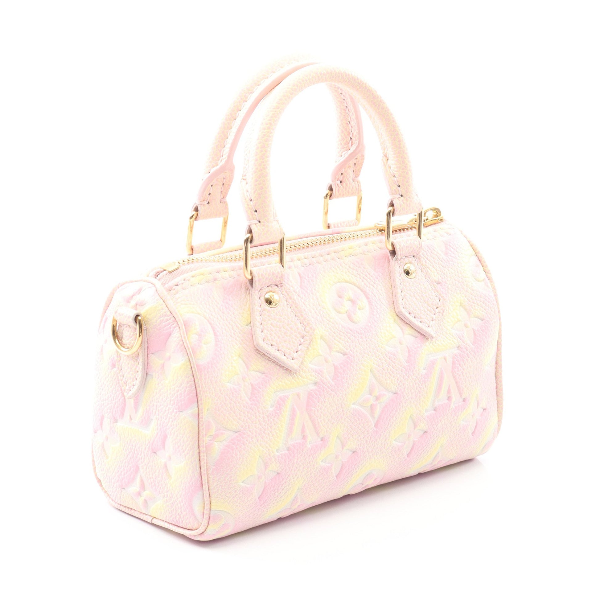 ナノ スピーディ サマースターダスト モノグラムアンプラント ハンドバッグ レザー ピンク ライトイエロー 2WAY ルイヴィトン バッグ LOUIS VUITTON