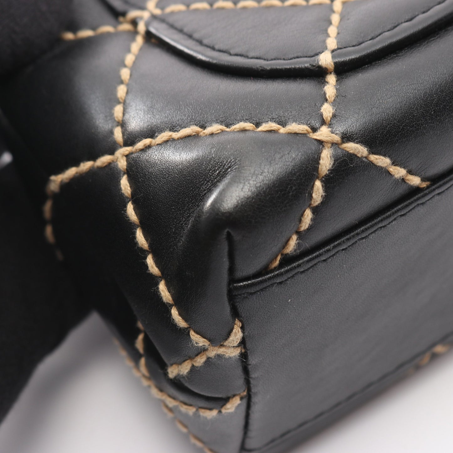 ワイルドステッチ トップハンドル ハンドバッグ レザー ブラック ゴールド金具 シャネル バッグ CHANEL