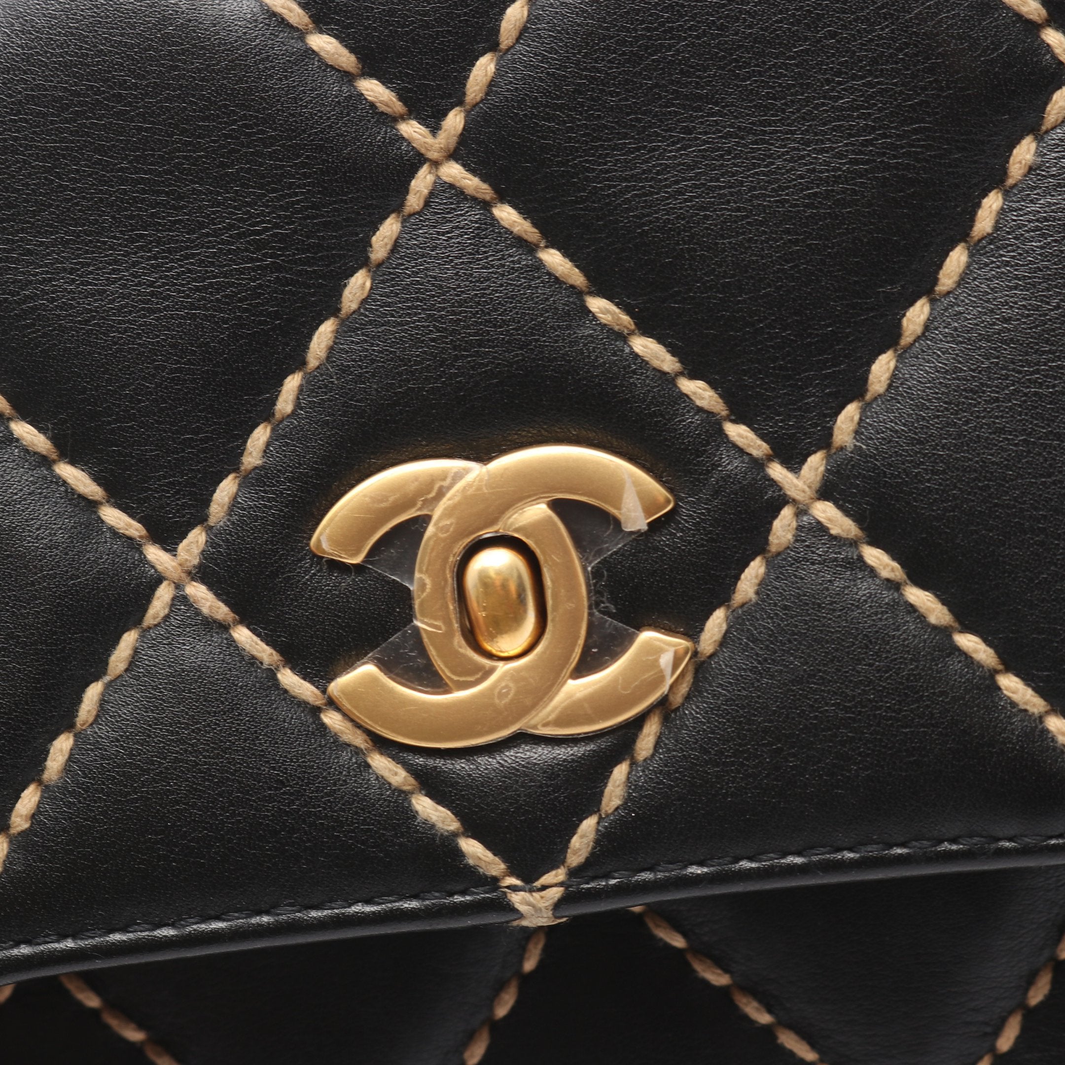 CHANEL ブラック ワイルドステッチ　バッグ ワイルドステッチ シャネル CHANEL チェーン ショルダー トート バッグ