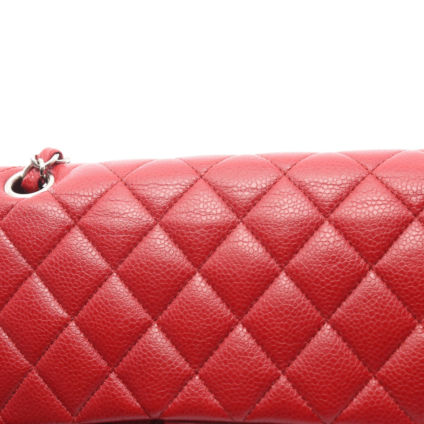 マトラッセ Wフラップ Wチェーンショルダーバッグ キャビアスキン レッド シルバー金具 シャネル バッグ CHANEL