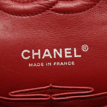 マトラッセ Wフラップ Wチェーンショルダーバッグ キャビアスキン レッド シルバー金具 シャネル バッグ CHANEL