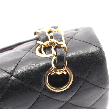 マトラッセ Wフラップ Wチェーンショルダーバッグ ラムスキン ブラック ゴールド金具 シャネル バッグ CHANEL