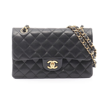 マトラッセ Wフラップ Wチェーンショルダーバッグ ラムスキン ブラック ゴールド金具 シャネル バッグ CHANEL