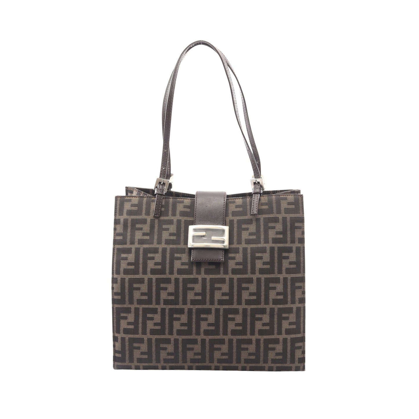 ズッカ ショルダーバッグ トートバッグ キャンバス レザー ダークブラウン フェンディ バッグ FENDI