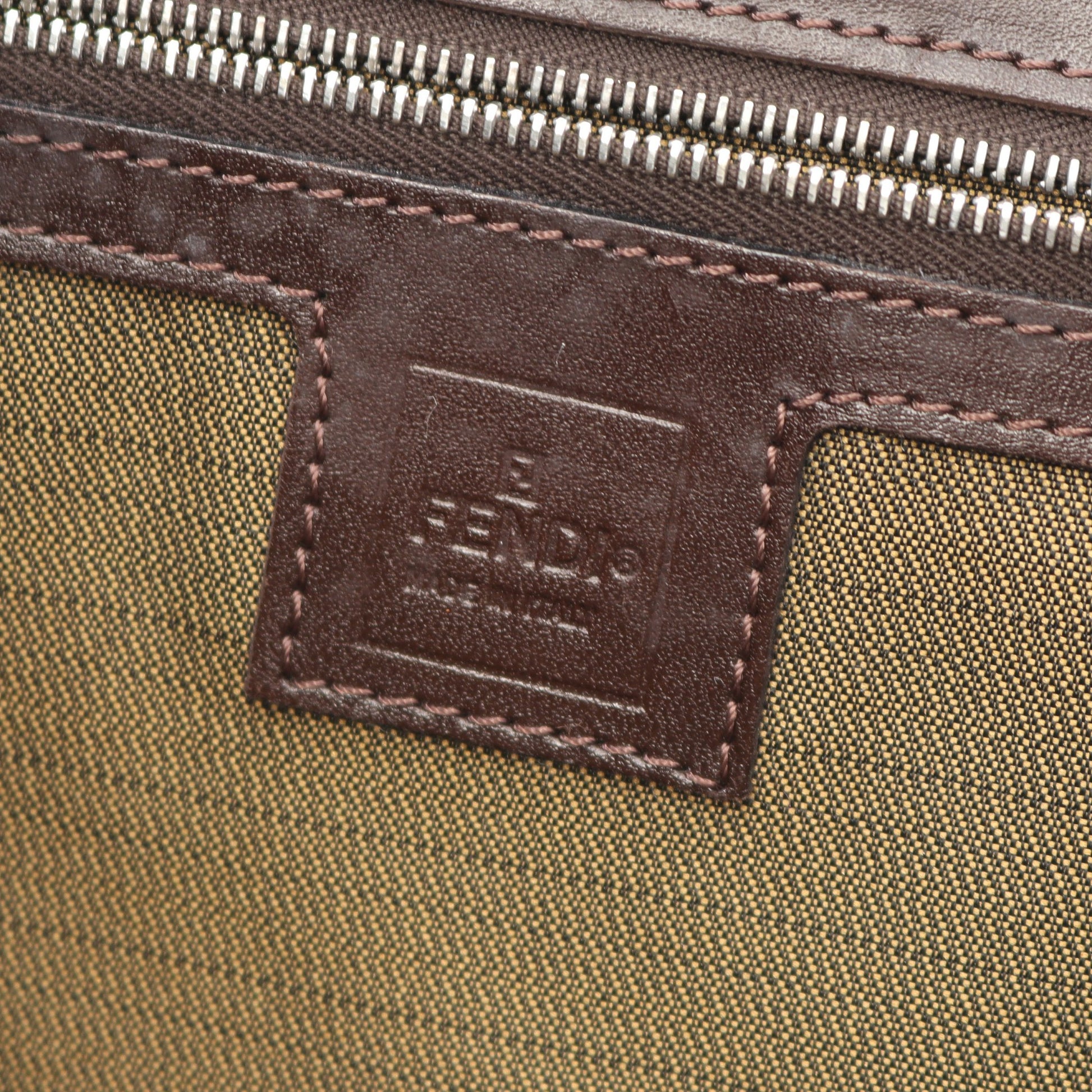 ズッカ ショルダーバッグ トートバッグ キャンバス レザー ダークブラウン フェンディ バッグ FENDI