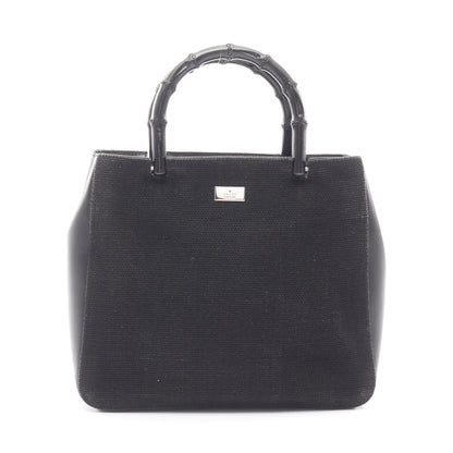 バンブー ハンドバッグ キャンバス レザー ブラック グッチ バッグ GUCCI