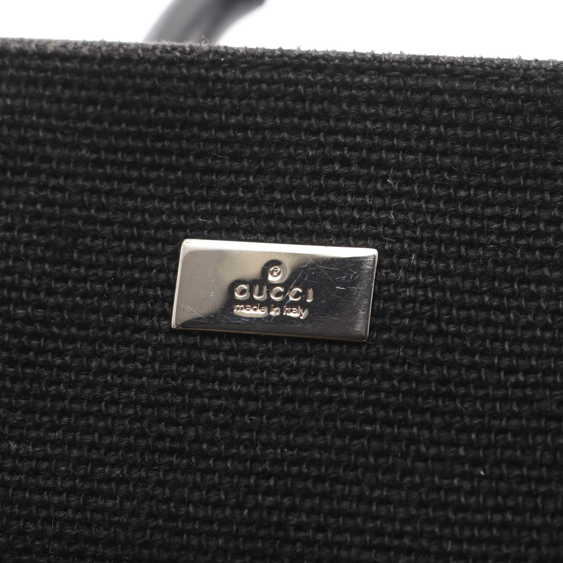 バンブー ハンドバッグ キャンバス レザー ブラック グッチ バッグ GUCCI