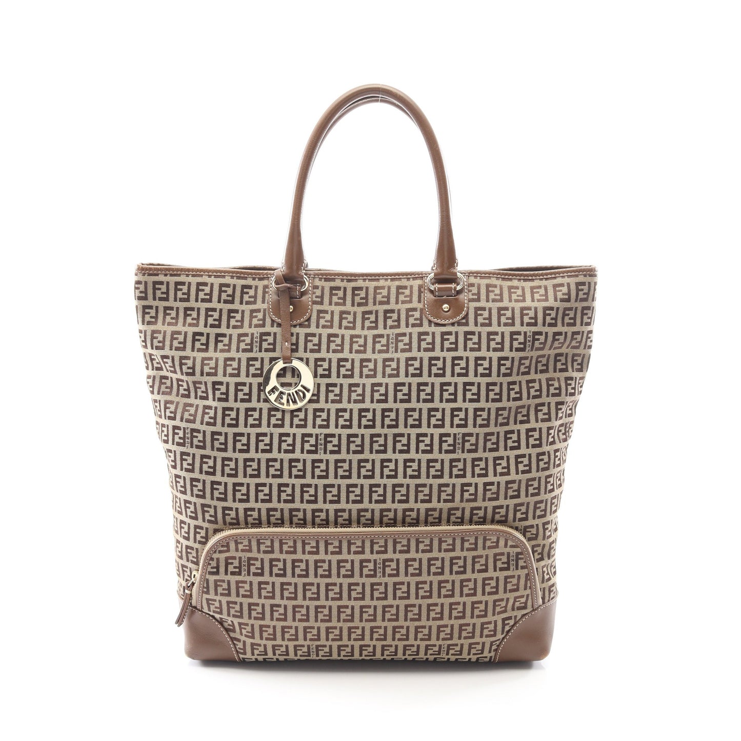 ズッキーノ ハンドバッグ トートバッグ キャンバス レザー ベージュ ブラウン フェンディ バッグ FENDI