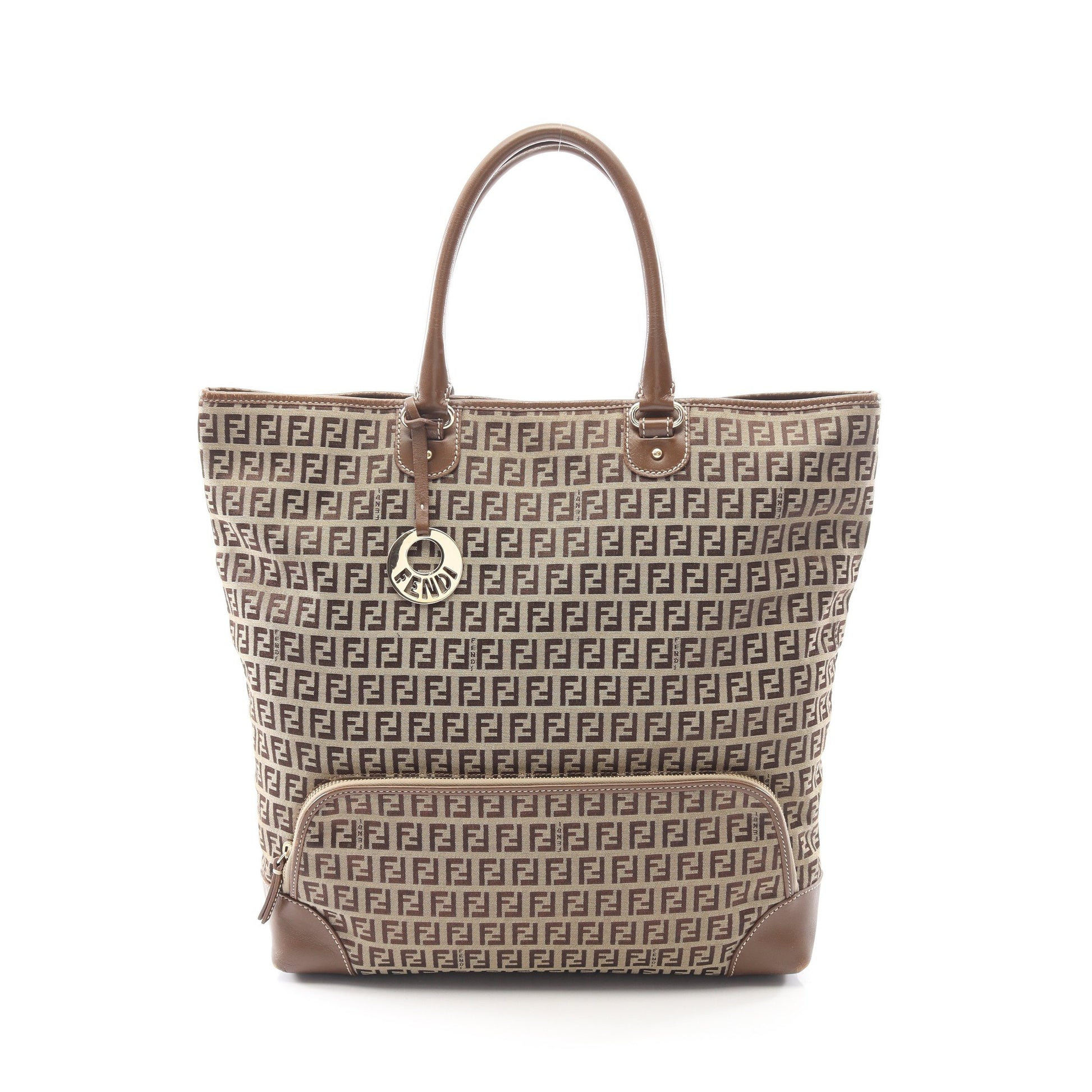 ズッキーノ ハンドバッグ トートバッグ キャンバス レザー ベージュ ブラウン フェンディ バッグ FENDI
