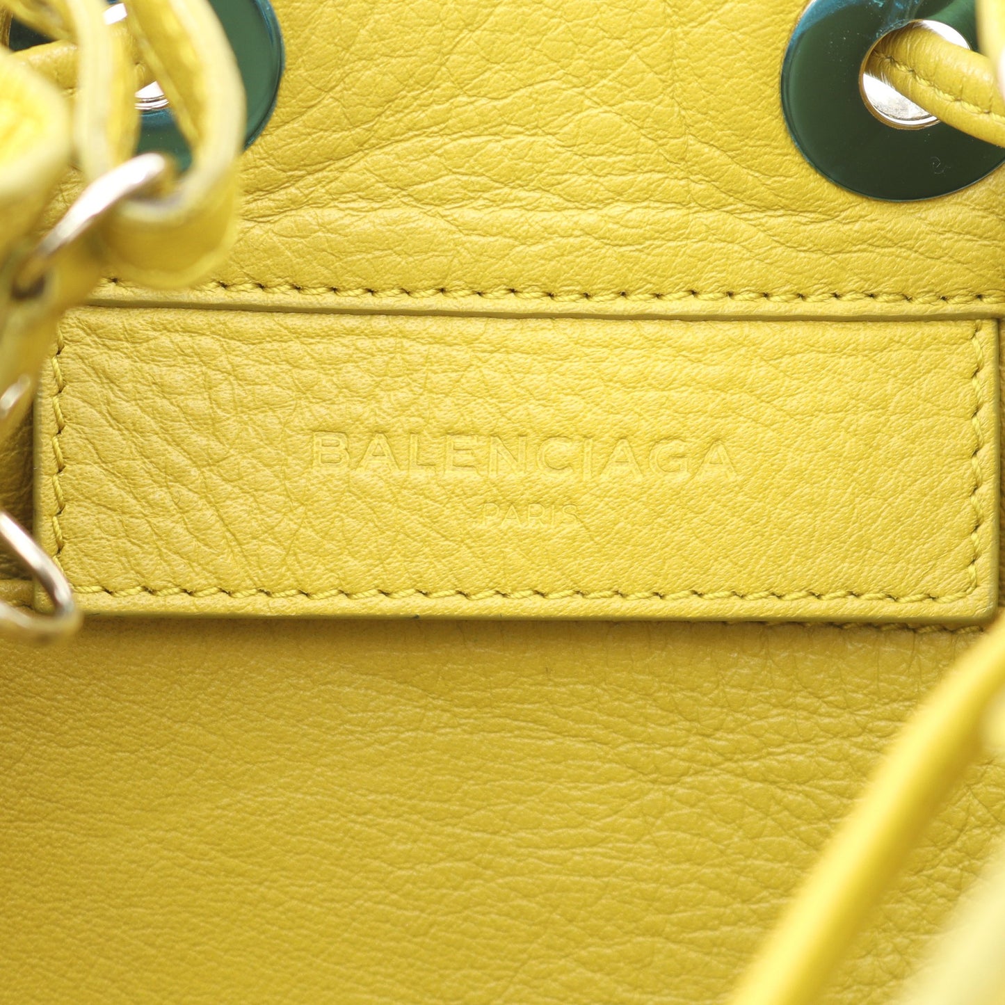 ペーパープレート バケット ハンドバッグ レザー イエロー 2WAY バレンシアガ バッグ BALENCIAGA