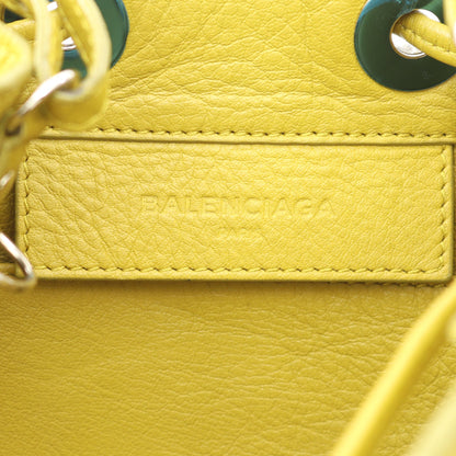 ペーパープレート バケット ハンドバッグ レザー イエロー 2WAY バレンシアガ バッグ BALENCIAGA