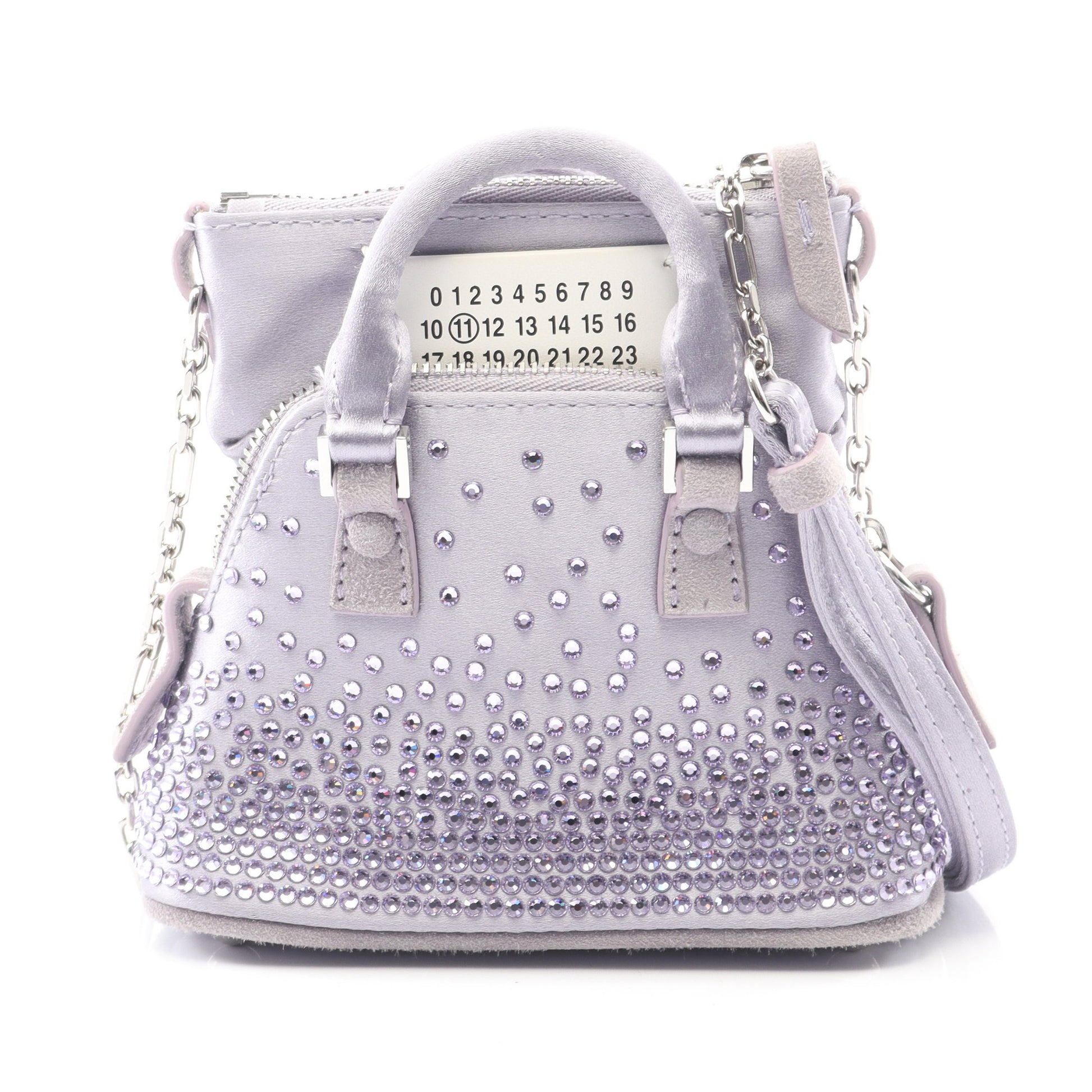 5AC ベビー チェーンショルダーバッグ サテン スエード ライトパープル ラインストーン メゾンマルジェラ11 バッグ Maison Margiela 11