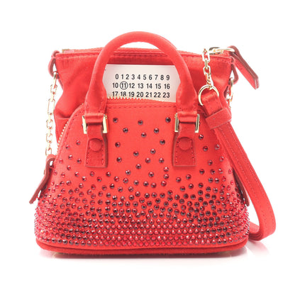 5AC ベビー チェーンショルダーバッグ サテン スエード レッド ラインストーン メゾンマルジェラ11 バッグ Maison Margiela 11